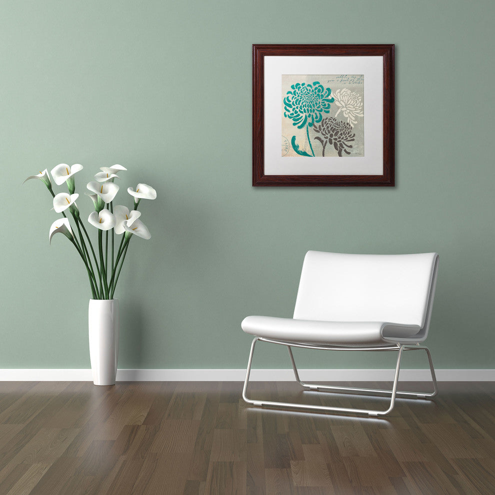 'Chrysanthemums I' Matted Framed Canvas Art by Wellington Studio