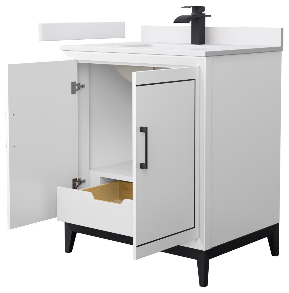 Marlena 30" Single Vanity, Cultured Top, Black Trim