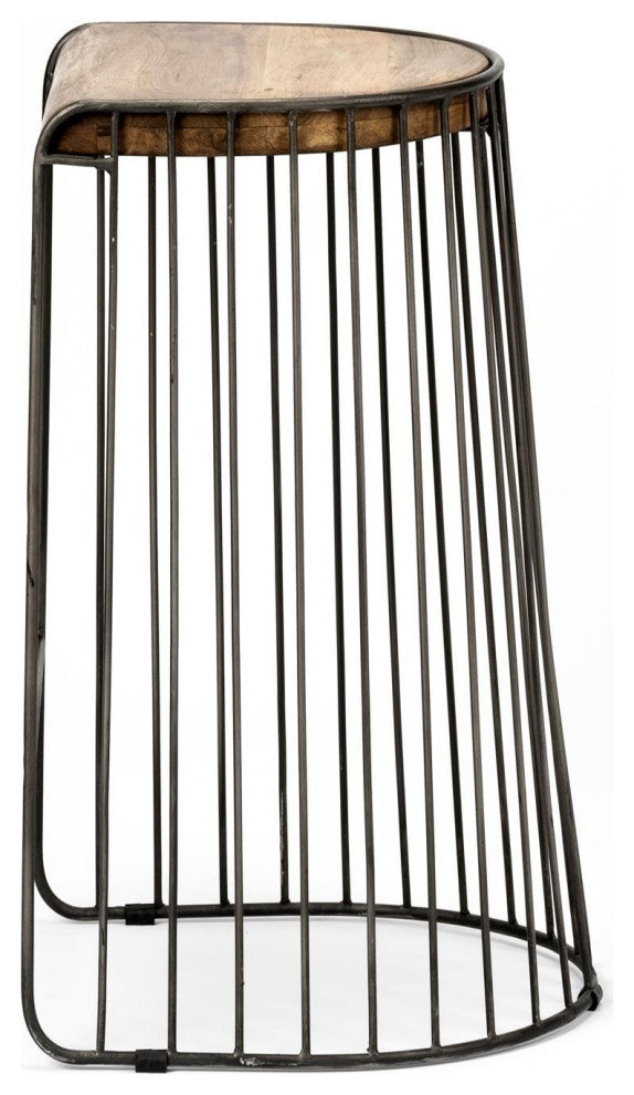 Wood and Metal Wire Design Counter Stool