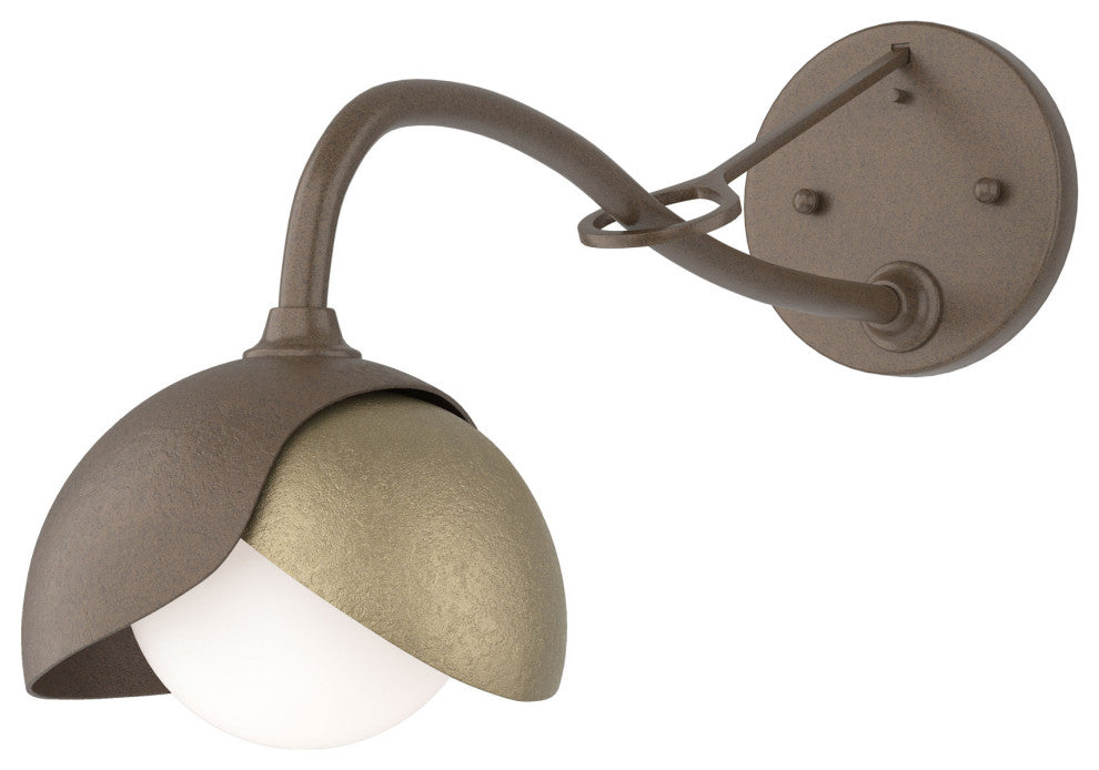 Brooklyn 1-Light Double Shade Sconce, Bronze, Soft Gold, Opal Glass