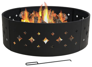 Sunnydaze Heavy-Duty Diamond Cut Out Campfire Fire Ring, 36" Diameter