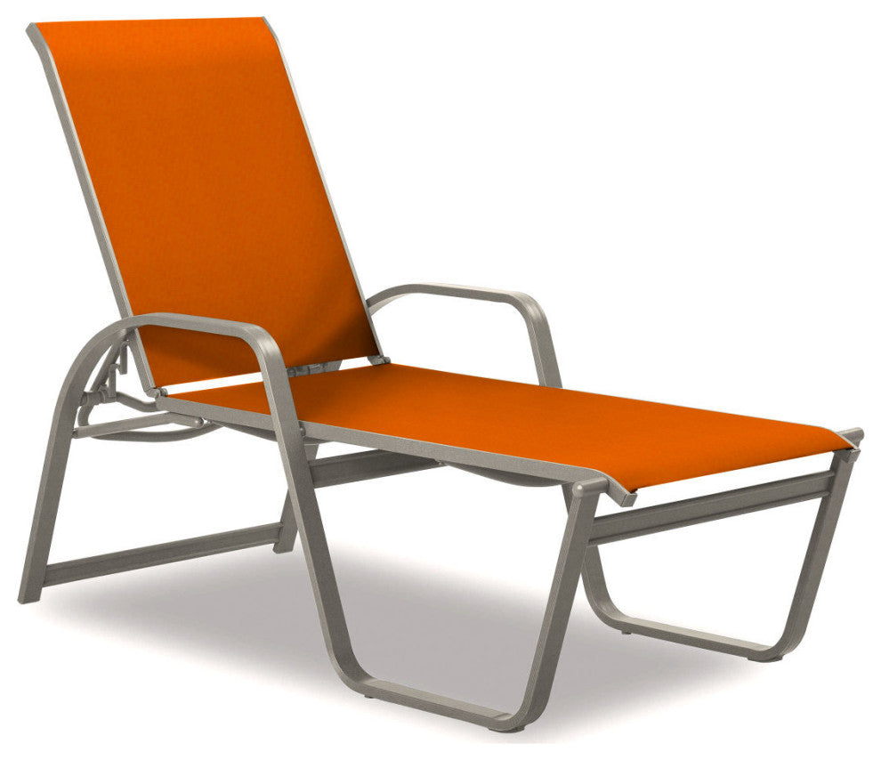 Aruba II 4-Position High Bed Chaise, Textured Warm Gray, Tangerine