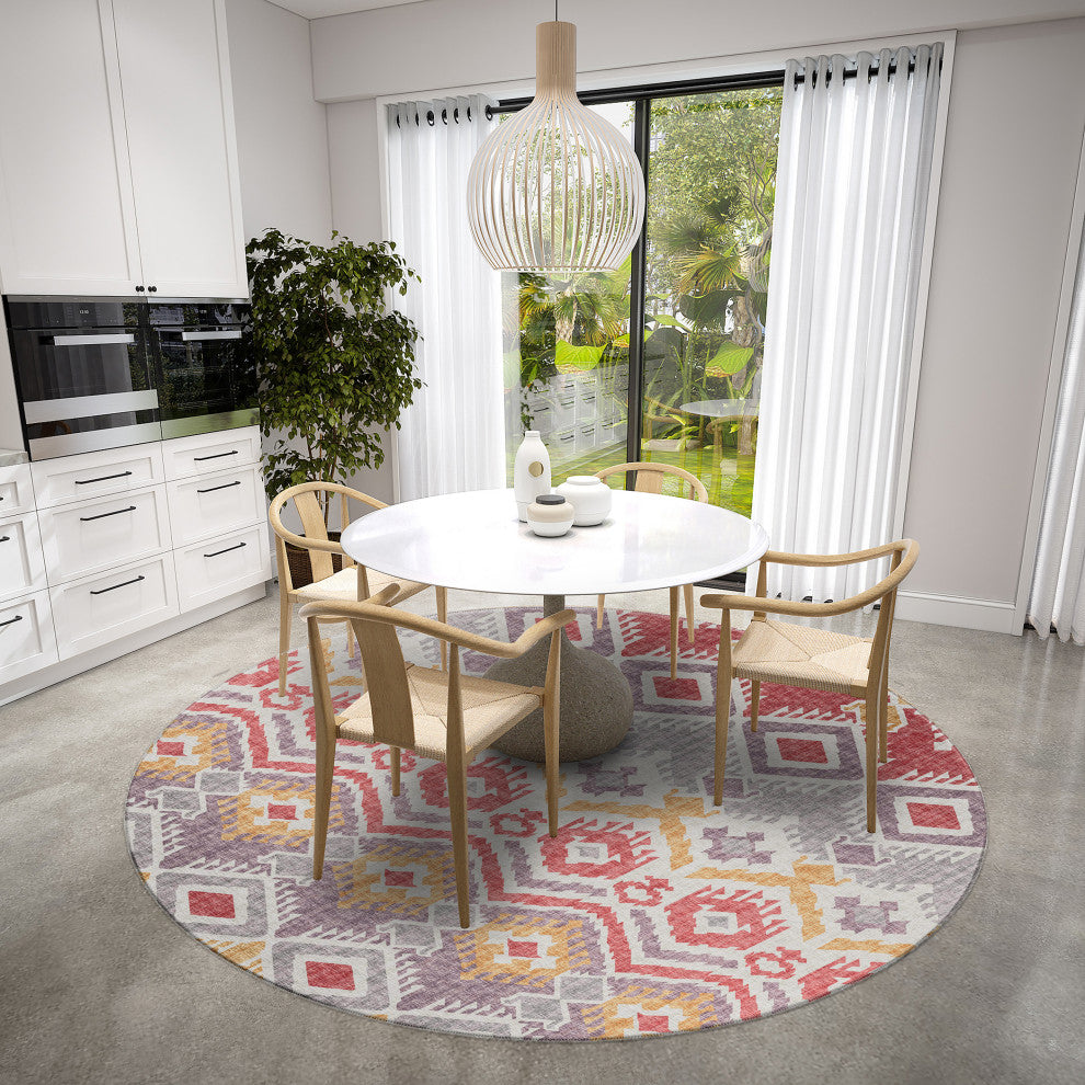 Indoor/Outdoor Sedona SN2 Passion Machine Washable 8' x 8' Round Rug