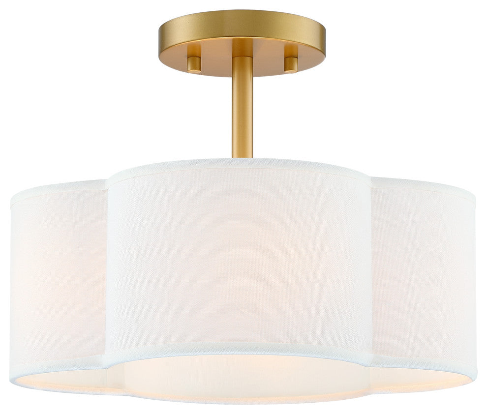 4-Light Scallop Semi Flush Mount Ceiling Light, Gold