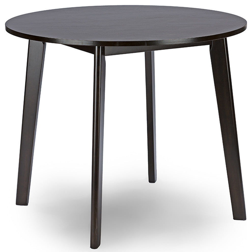 Debbie Mid-Century Dark Brown Wood Round Dining Table