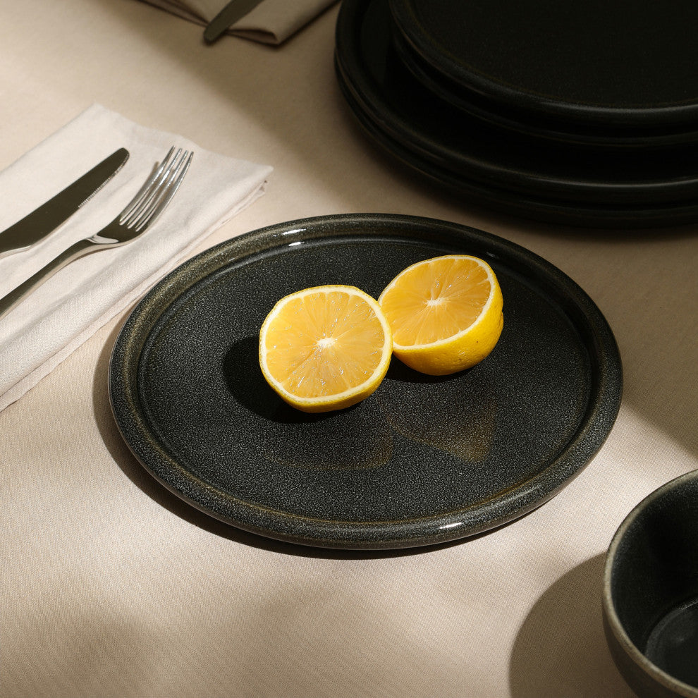 Stone Lain Eden Stoneware Salad Plate Set of 4, Charcoal Grey