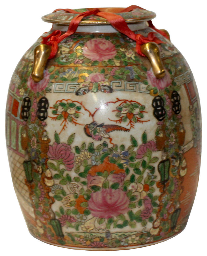 Chinese Oriental Porcelain People Scenery Teapot Shape Container Decor Hws781