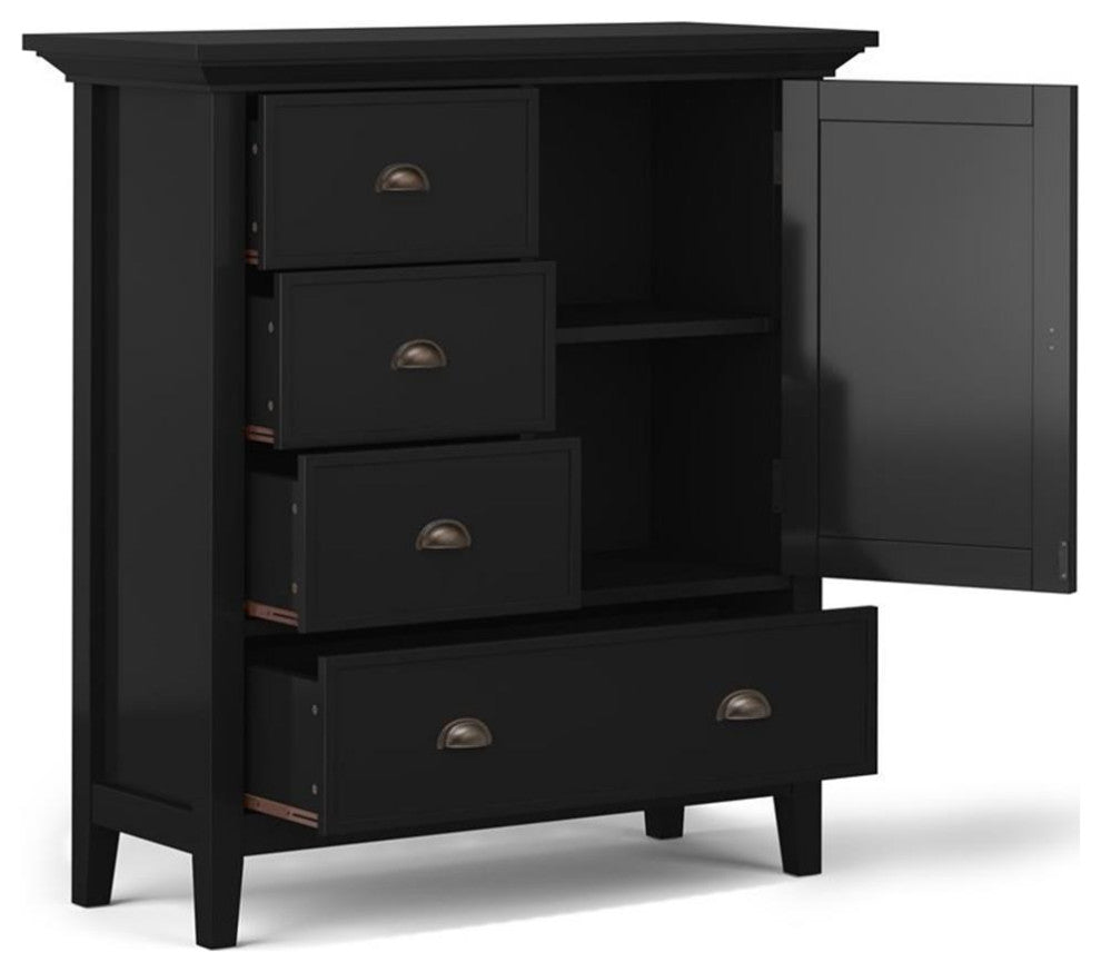 Redmond Solid Wood 39 Inch Wide Transitional Medium Storage Cabinet In Black