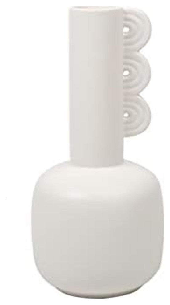 Ceramic Flower & Plant Vase, 4.72"L x 10.24"H x 4.72"W, White