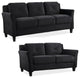 Home Square Transitional 2 Piece Set with Sofa and Loveseat in Black