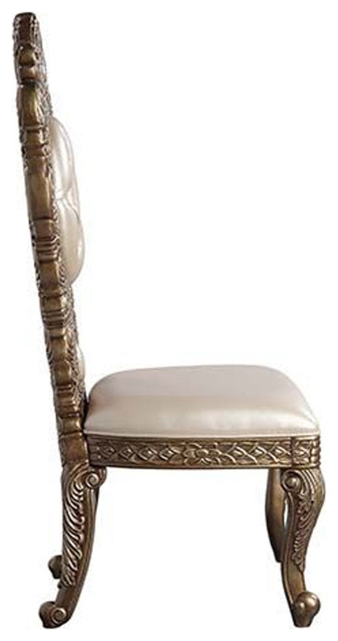 Benzara BM262221 S/2 Side Chair With Intricate Carvings & Queen Anne Legs, Brown