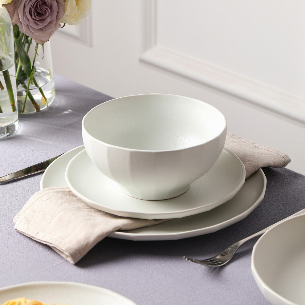 Stone Lain Rio Stoneware 12-Piece Dinnerware Set, Beige
