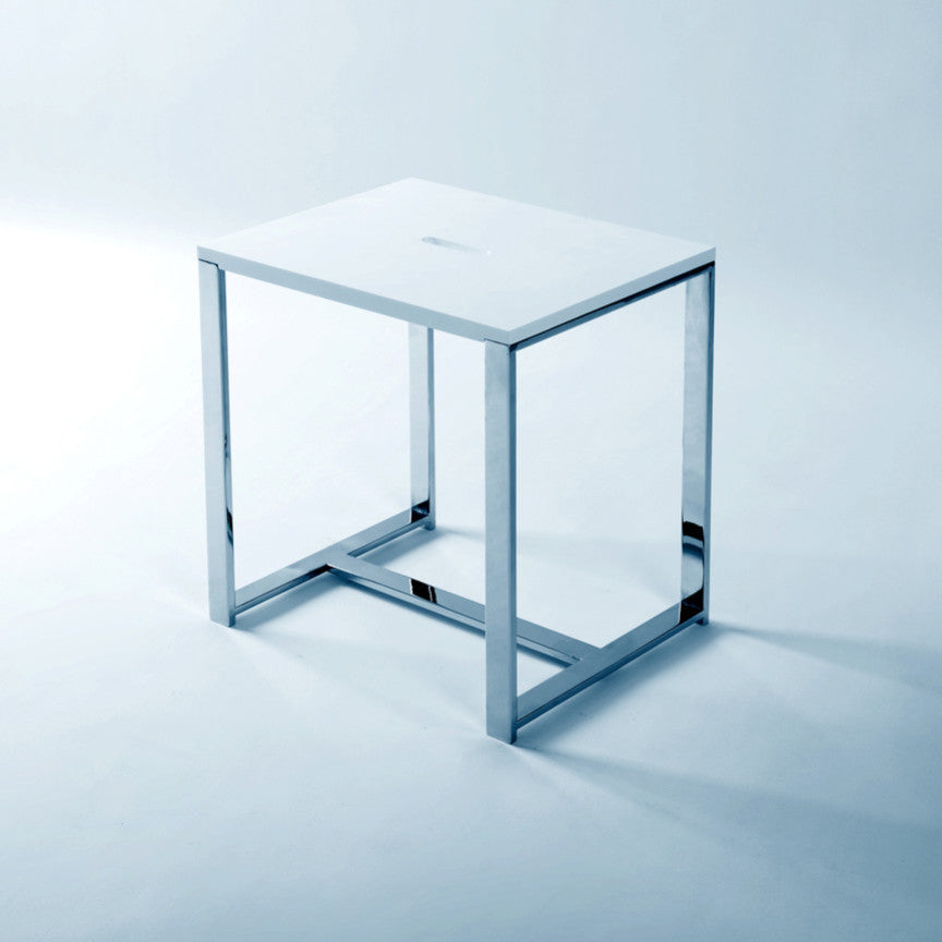 ADM Cubic Bath Stool, Matte White, 16"