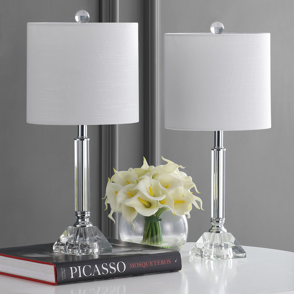 Dana 19.5" Crystal Column and Metal LED Table Lamp, Clear