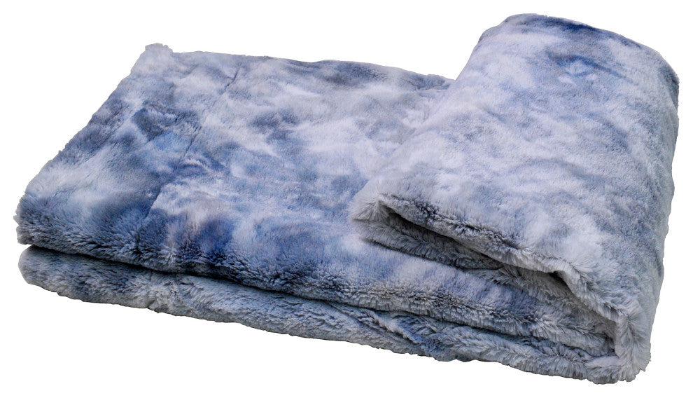 Tie Dye Double Sided Faux Fur Throws, Blue, 50" X 60"