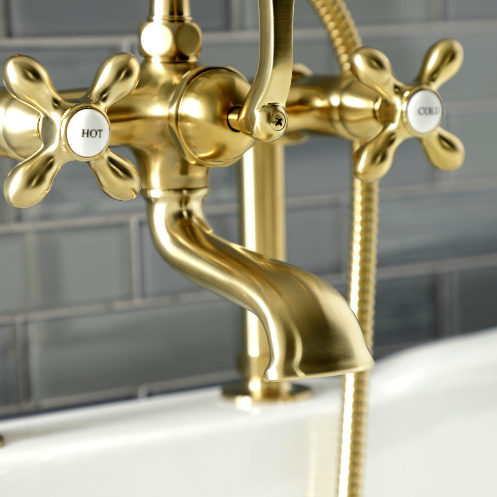 AE109T7 Deck Mount Clawfoot Tub Faucet, Brushed Brass