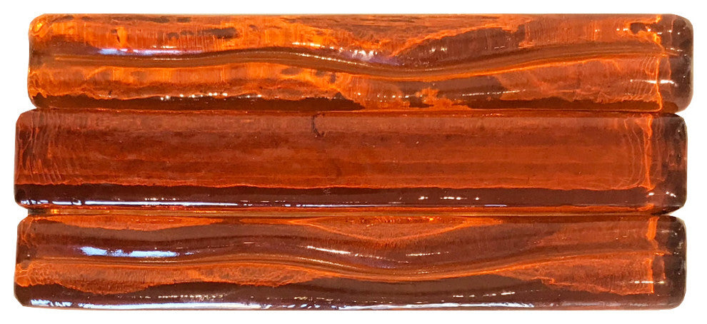 1x6 Wave Hand Poured Glass Tile, Amber