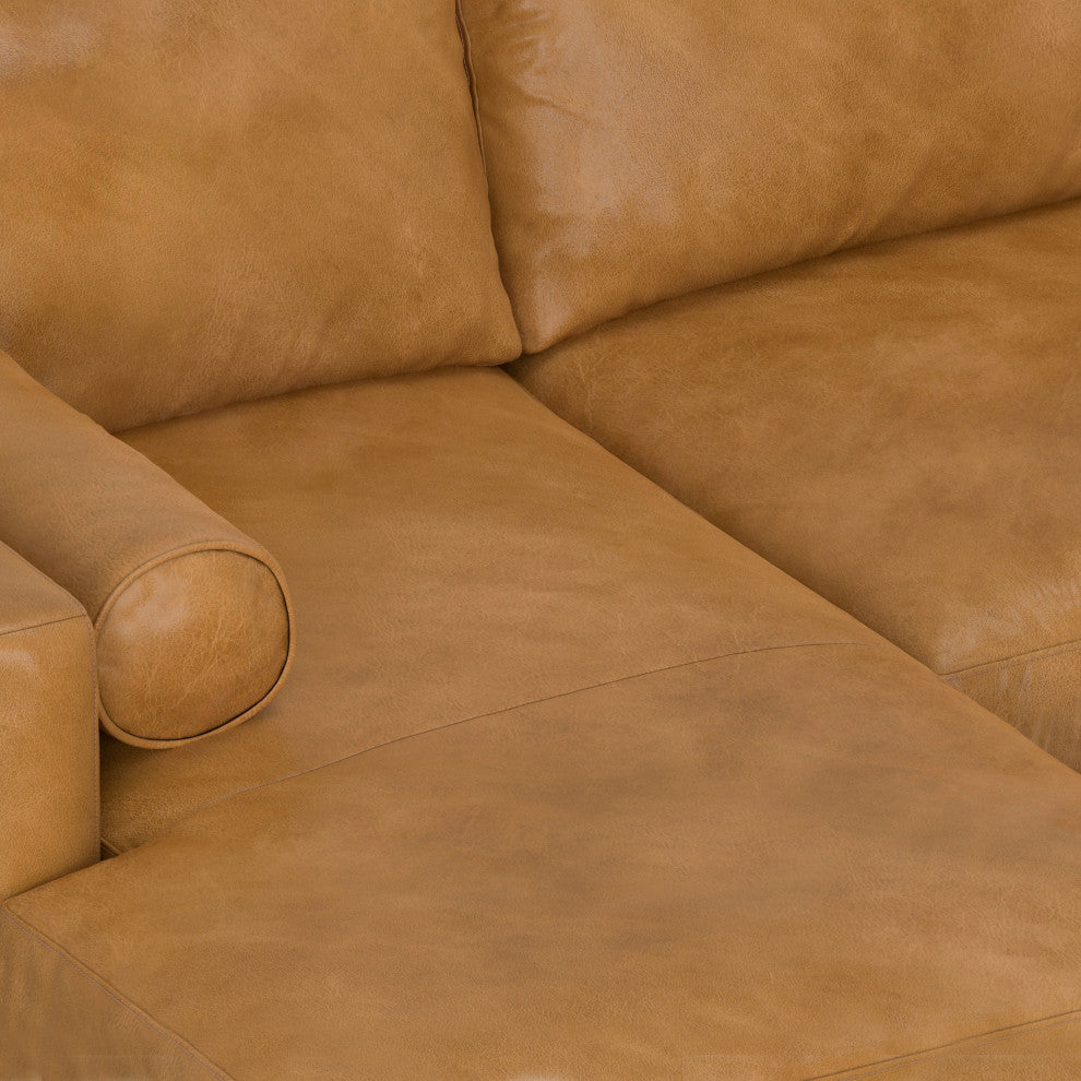 Morrison Mid Century Left Sectional Wide Sofa Tightly Woven Performance Fabric, Sienna