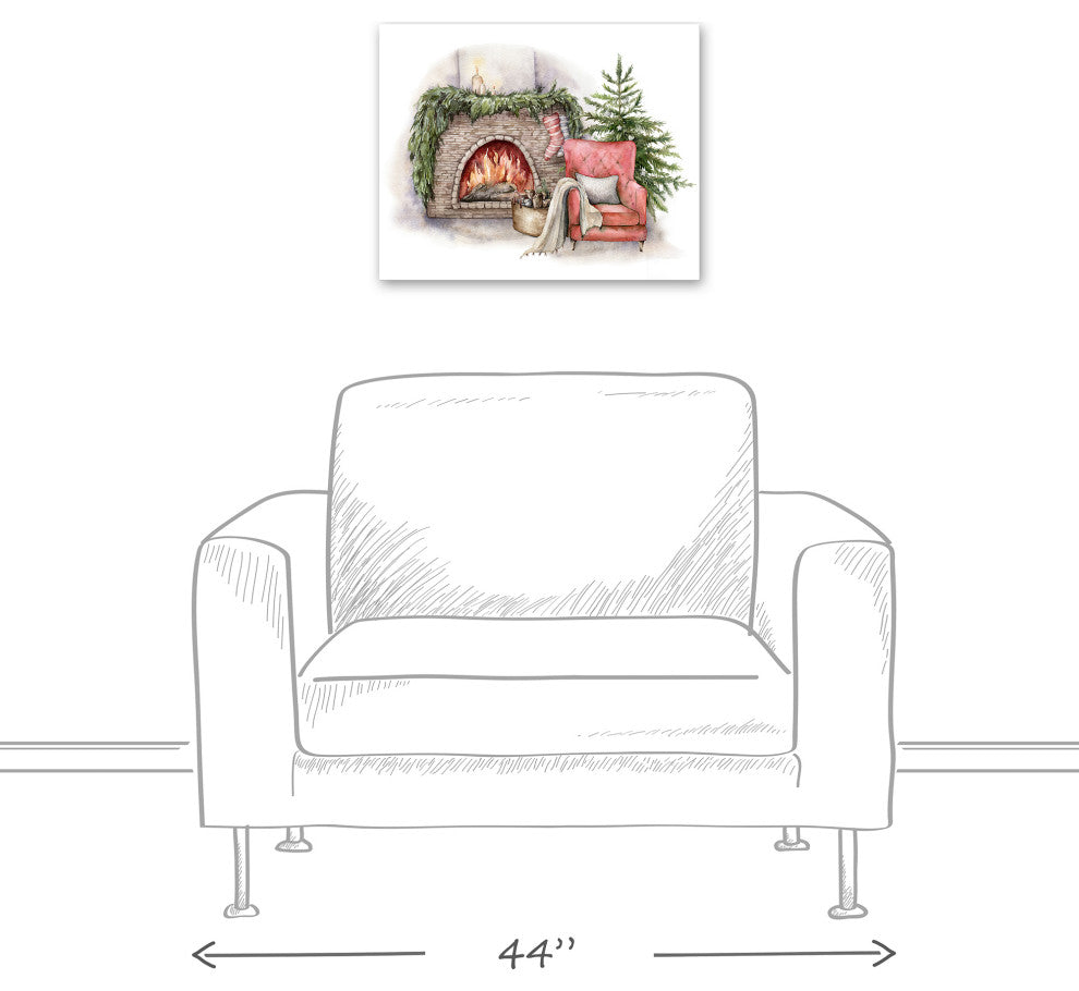Cozy Fireplace 20x16 Canvas Wall Art