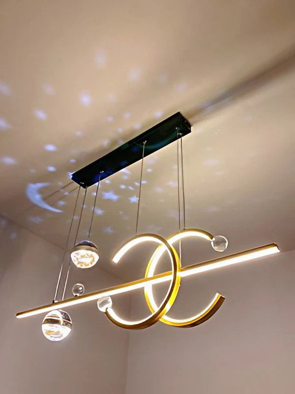 Wallisellen | Creative LED Pendant Light in a Nordic style for Dining Room, Golden, Remote Dimming