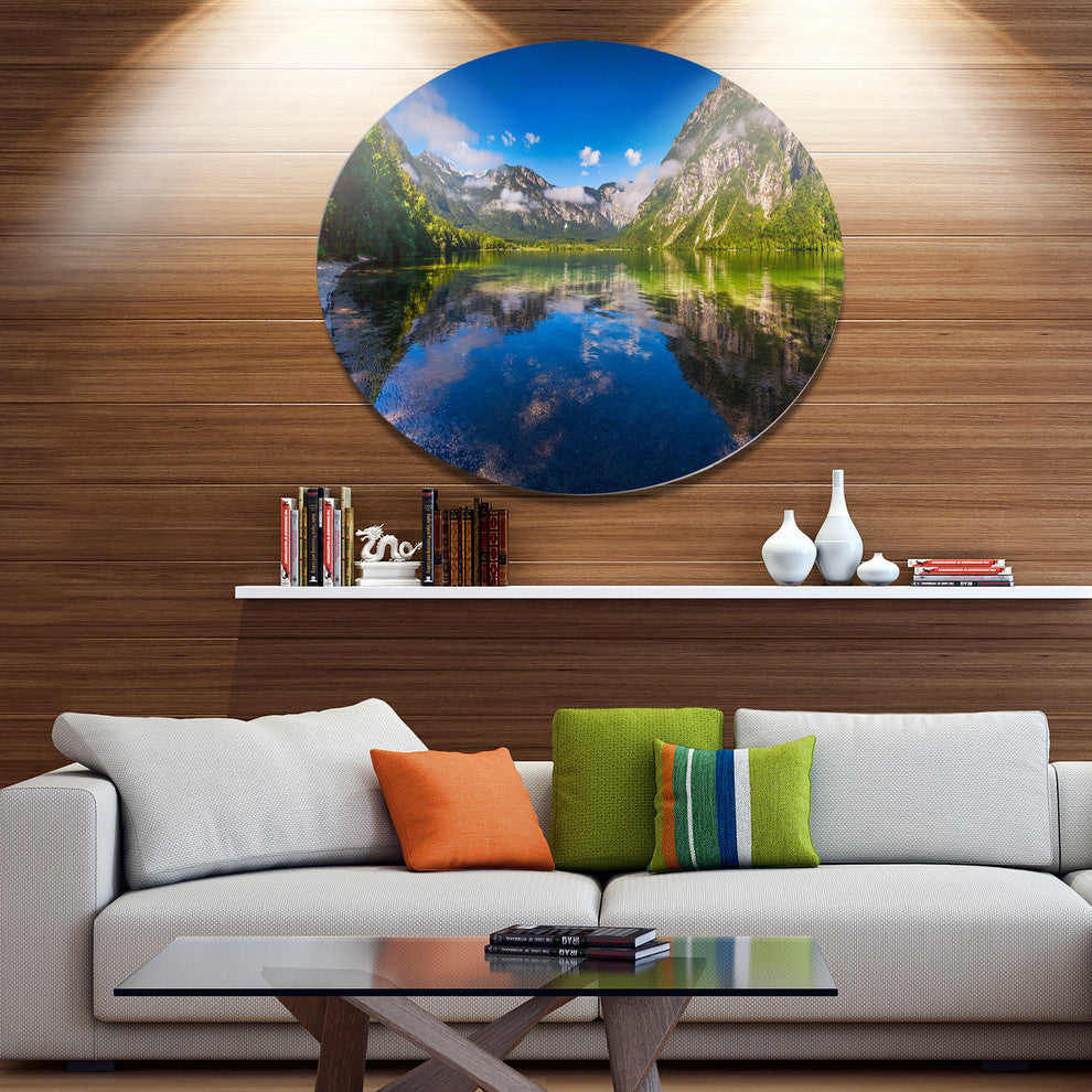 Bohinj Lake In Triglav National Park, Landscape Disc Metal Artwork, 11"