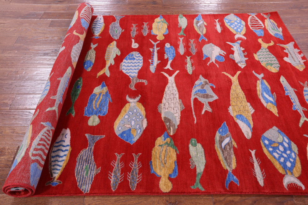 Handmade Gabbeh Fish Design Wool Rug 5' 3" X 8' 2" - Q15515