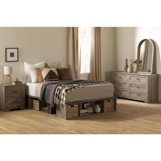 Prairie Storage Bed with Baskets, Weathered Oak