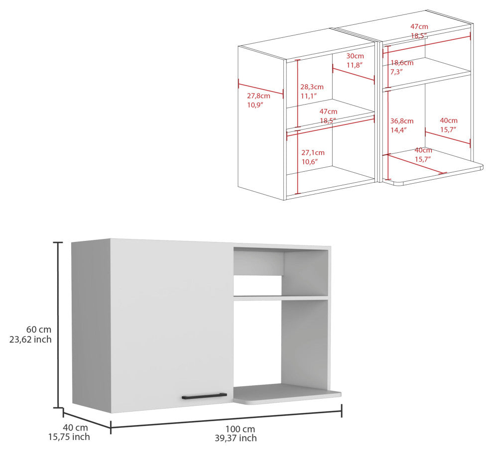 Alexandria 2 Piece Kitchen Set, Wall Cabinet + Utility Sink, White