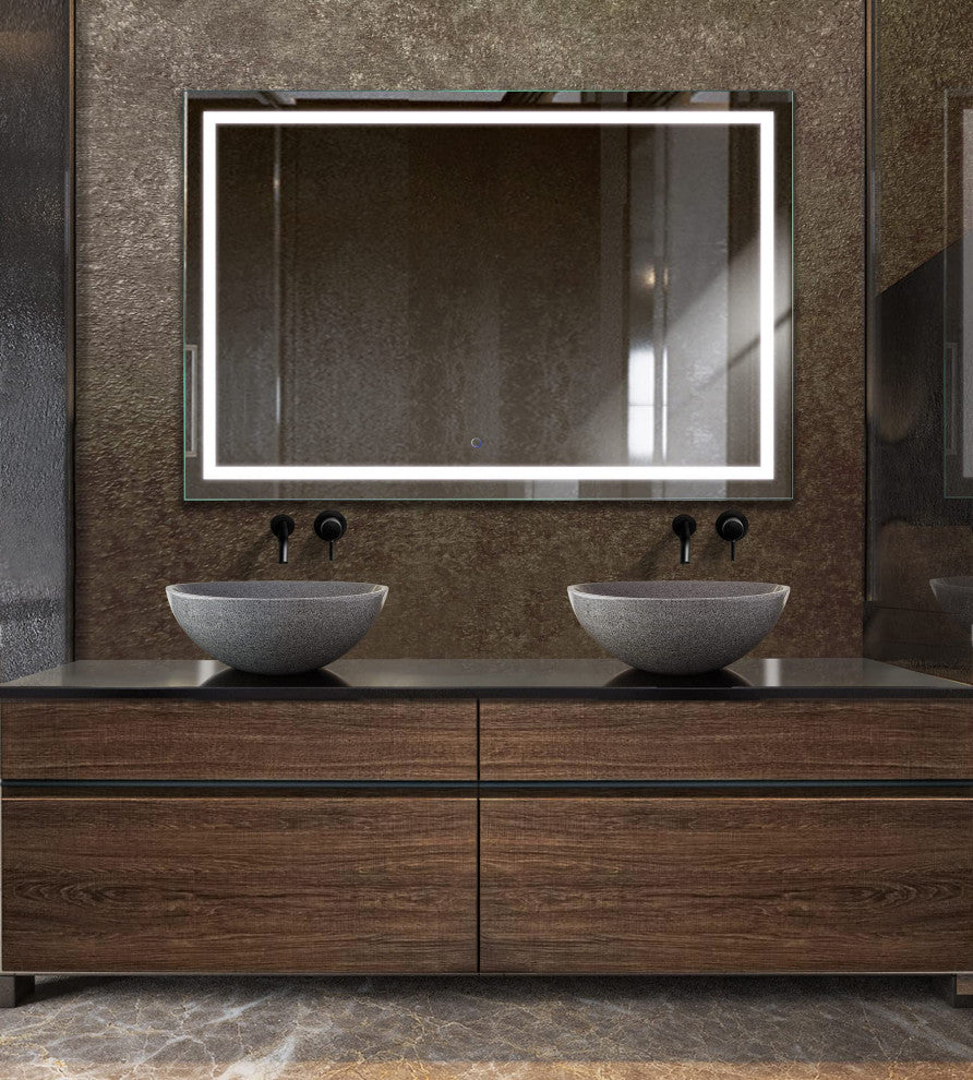 Krugg LED Bathroom Mirror, Lighted Vanity Mirror Dimmer and Defogger, 54x36