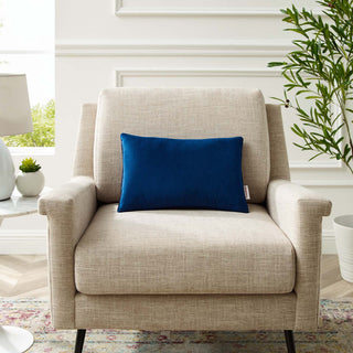 Enhance 18" Lumbar Performance Velvet Throw Pillow, Navy