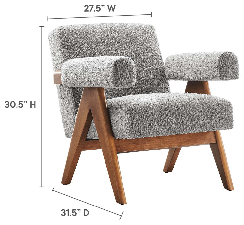 Lyra Boucle Fabric Armchair, Light Gray