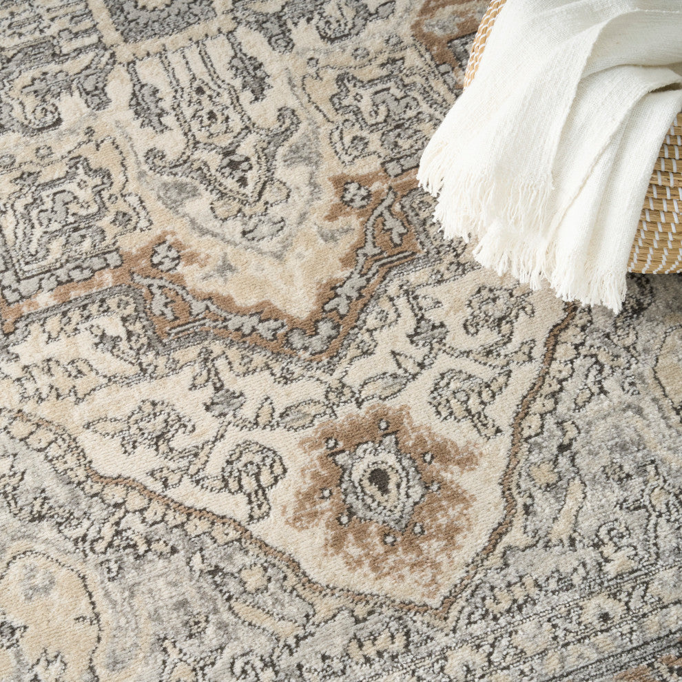 Nourison Quarry 5'3" x 7'3" Ivory Grey Taupe Vintage Indoor Rug