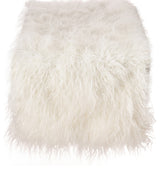 Decorative Mongolian Faux Fur Runner (16"x72" Oblong), Ivory