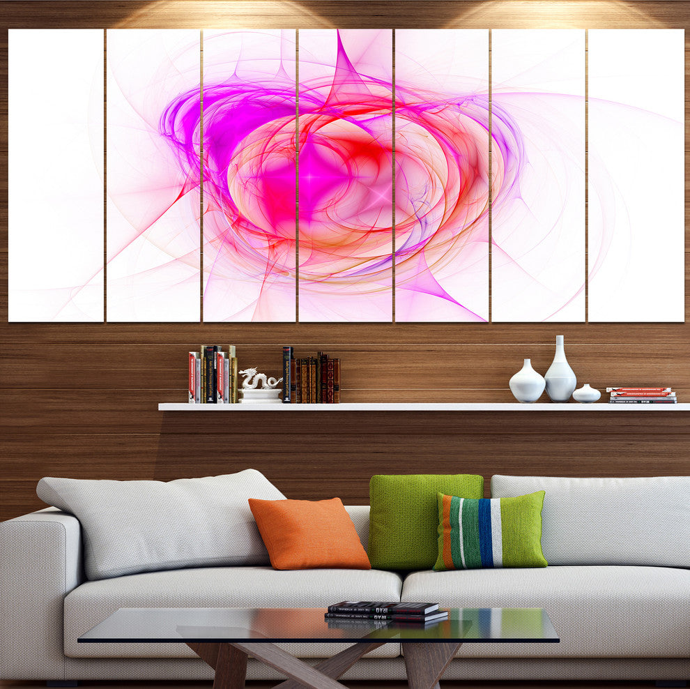 Pink Fractal Explosion Supernova, Abstract Canvas Art Print, 83"x32", 7 Panels