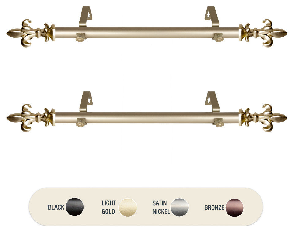 Silas 1" Diameter Side Curtain Rod 12-20", Set of 2, Light Gold