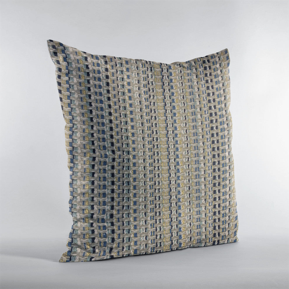 Plutus Blue Weave Stripe Luxury Throw Pillow, 16"x16"
