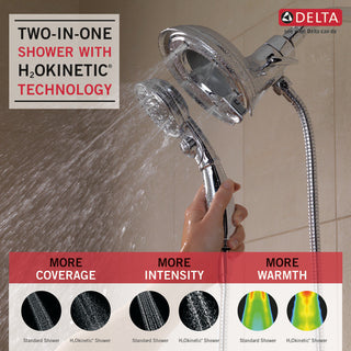 Delta H2Okinetic In2ition 4-Setting 2-in-One Shower, Chrome, 58471-PK