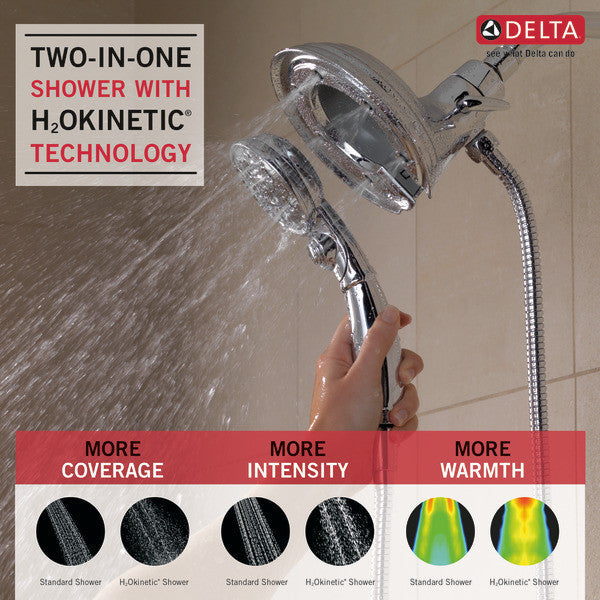 Delta H2Okinetic In2ition 4-Setting 2-in-One Shower, Chrome, 58471-PK
