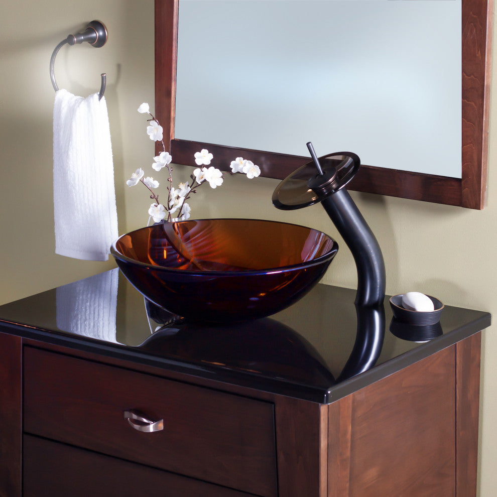 Ty Glass Brown Vessel Sink