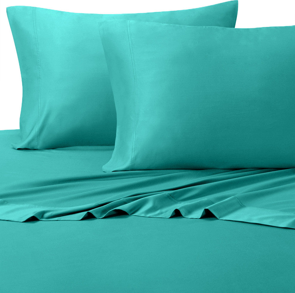 600TC 2PC 100% Bamboo Viscose Pillowcases Set, Aqua, King