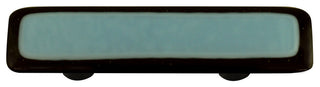 Art Glass Rectangle Bordered Pull, Black Post, Black Border Powder Blue