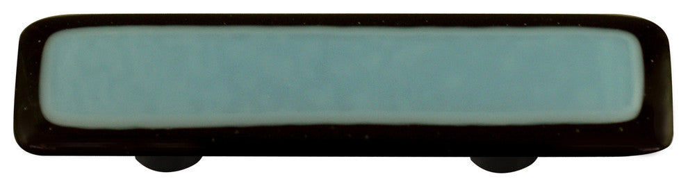 Art Glass Rectangle Bordered Pull, Black Post, Black Border Powder Blue
