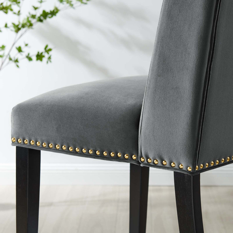 Baron Performance Velvet Dining Chairs, Set of 2, Gray