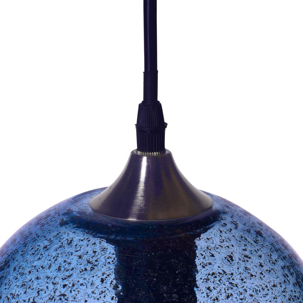 Mini Pendant Light Handblown, Light Blue, 7, Brushed Nickel