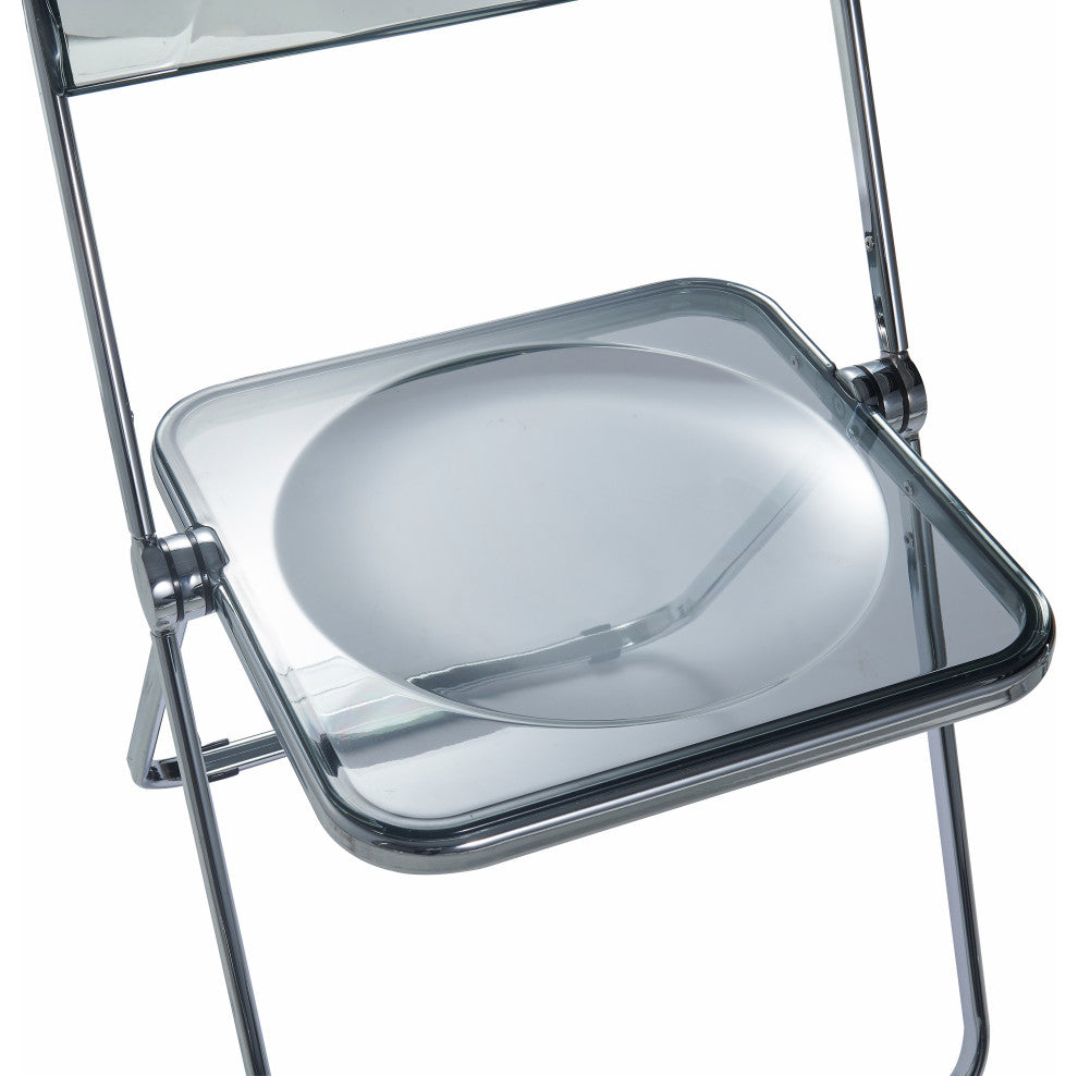 Lawrence Acrylic Folding Chair With Metal Frame, Transparent Black