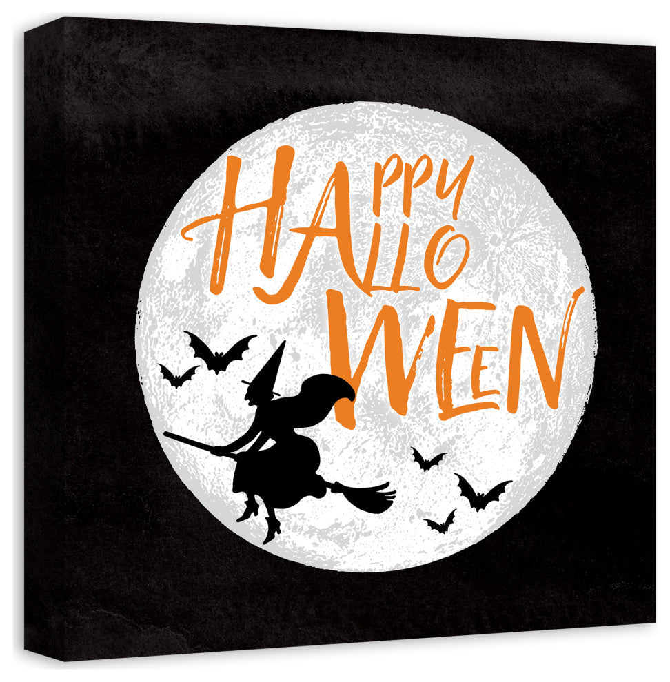 Happy Halloween Moon 16x16 Canvas Wall Art