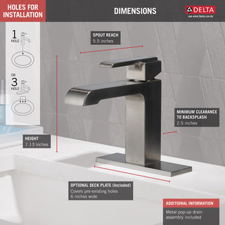 Delta Ara Single Handle Bathroom Faucet, Stainless, 567LF-SSMPU
