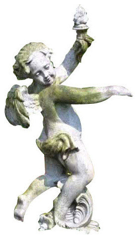 Rococo Angel Torch, Right Garden Angel Statue
