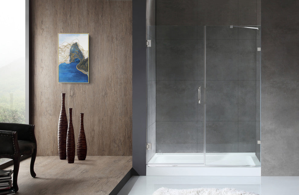 ANZZI Consort Series 60 in. x 72 in. Frameless Shower Door, Polished Chrome