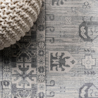 Modern Persian Vintage Medallion Light Gray 6' Square Area Rug